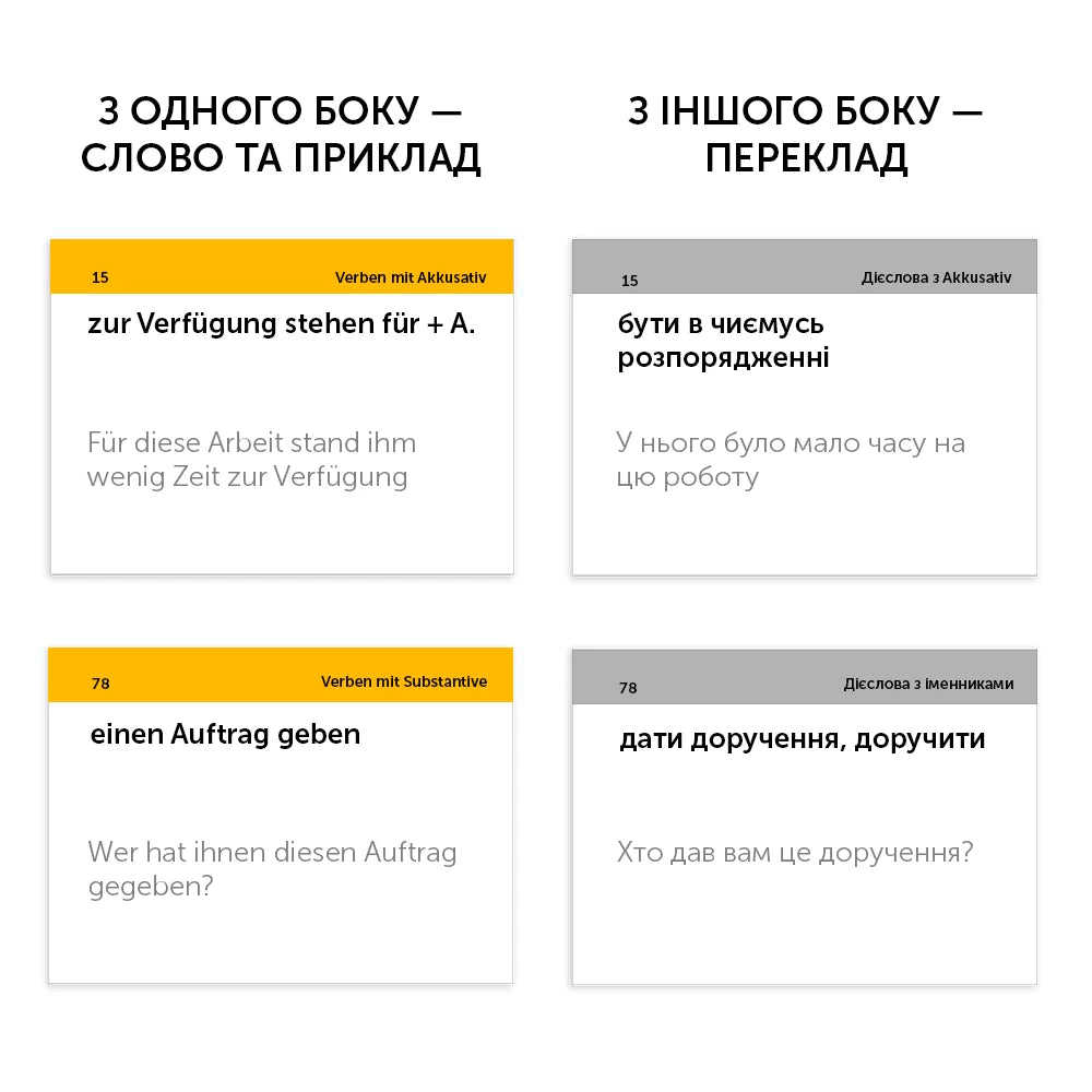 Картки німецьких слів. Фразові дієслова. 105 карток